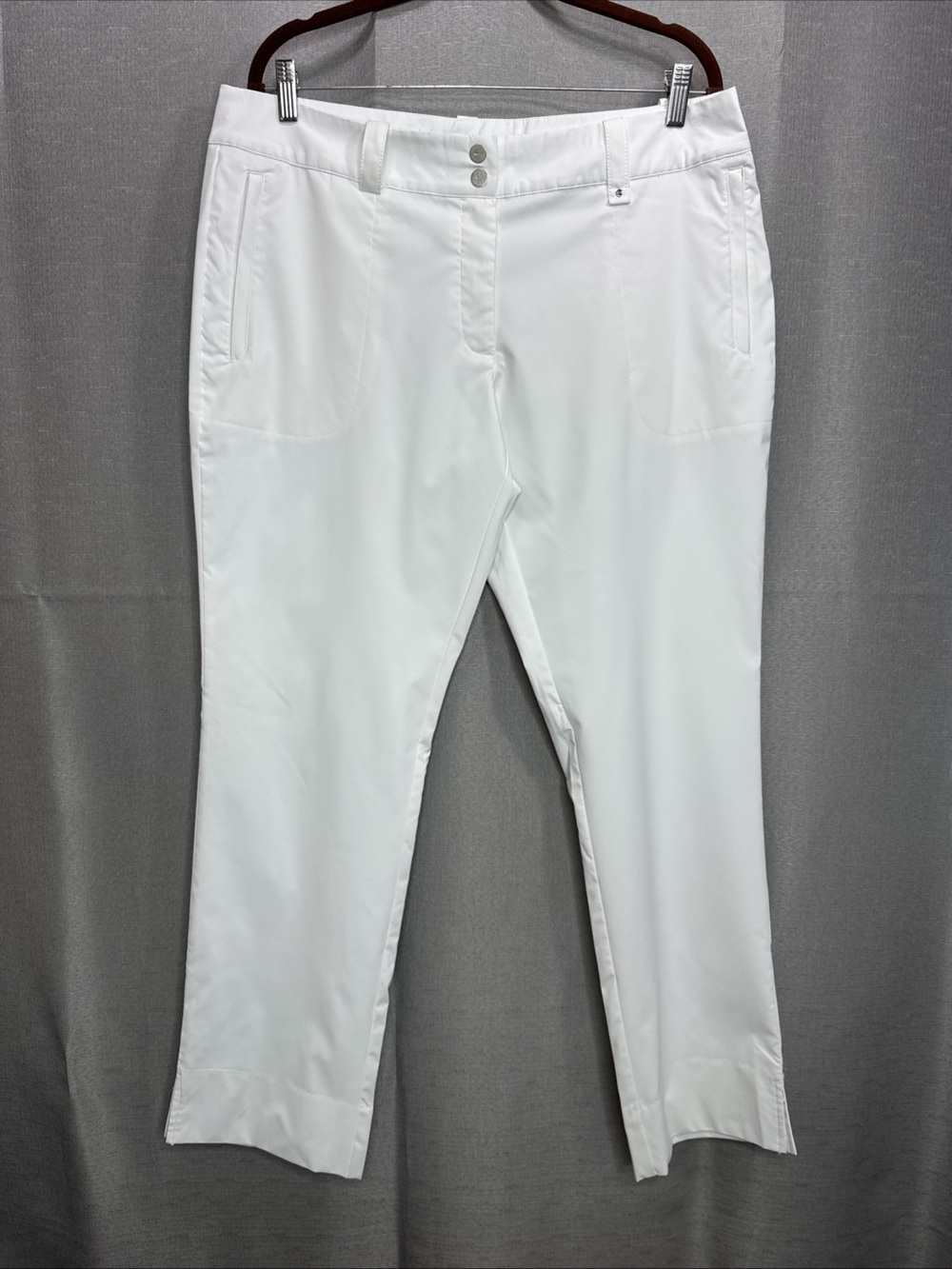 Nike Dri Fit Golf Pants Women's 14 White Performance Split Leg Stretch Mid Rise